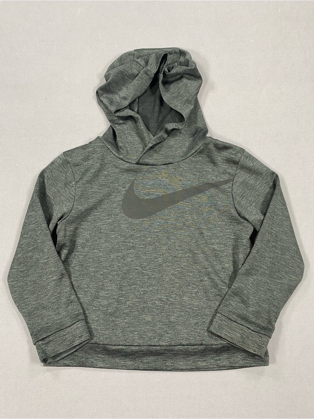 Nike Kids Heather Gray Hooded Sweatshirt with Swoosh